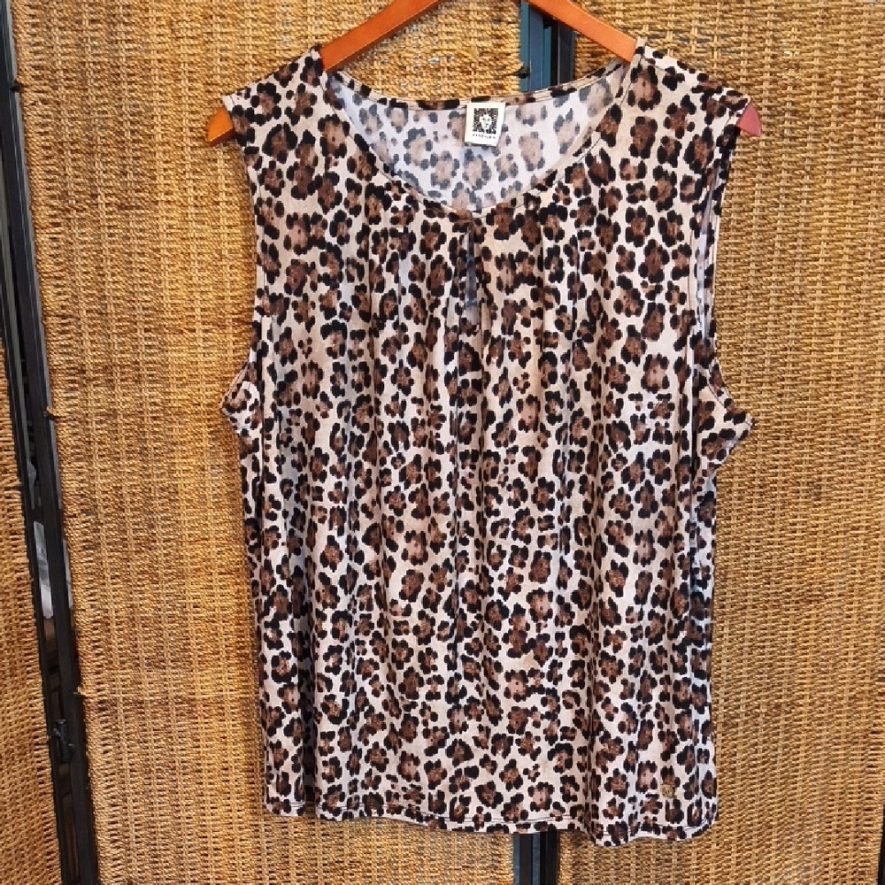 Anne Klein Animal Print Sleeveless Blouse XL